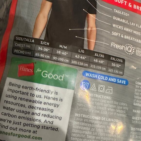 Hanes Ultimate Men’s 6-Pack Tagless T-Shirts Black Size Large Soft & Breathable - Picture 4 of 4